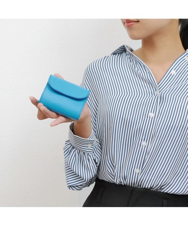 UNBILLION perche 姫路レザーかぶせミニウォレット ブルー