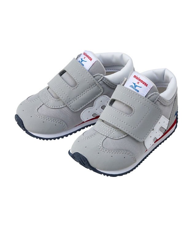 MIKI HOUSE HOT BISCUITS 【WEB限定】【13-15.5cm】ミズノコラボ セカンドベビーシューズ【WebLimited】 グレー