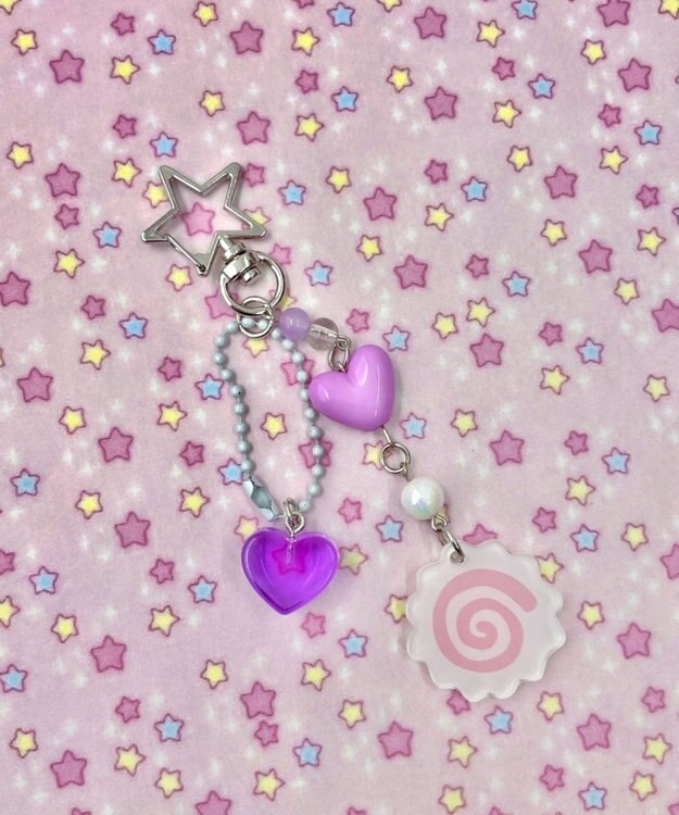 WEGO ハートぐるぐるビーズキーホルダー パープル