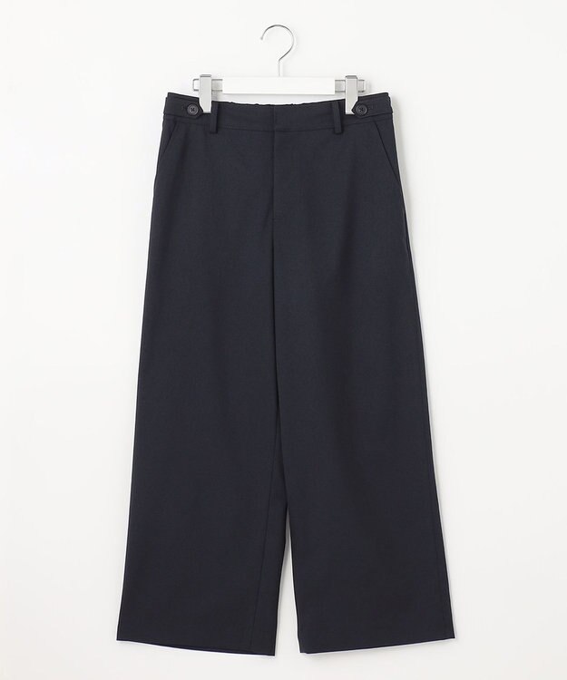 J.PRESS LADIES L 【洗える】シャークスキン セミワイド パンツ ネイビー系