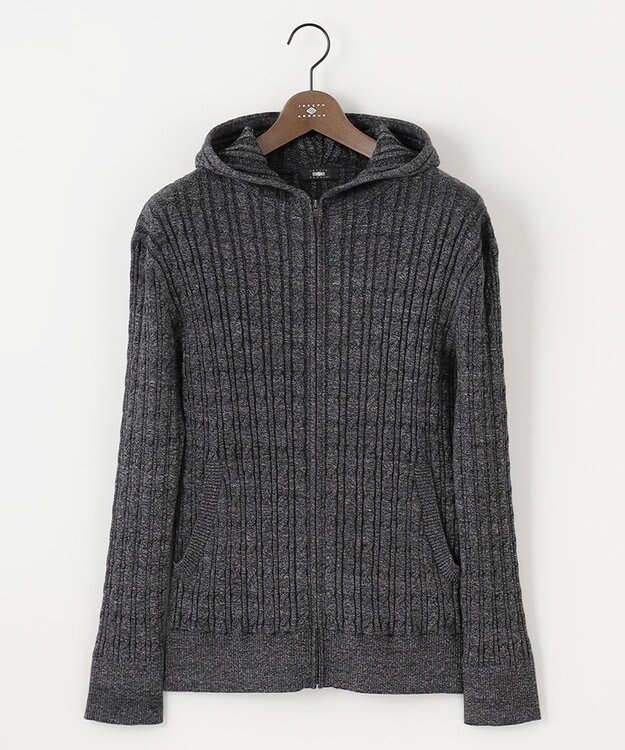 JOSEPH ABBOUD 【オリジナルオーガニックコットン使用/サスティナブル】JOE COTTONケーブル ニットパーカー グレー系