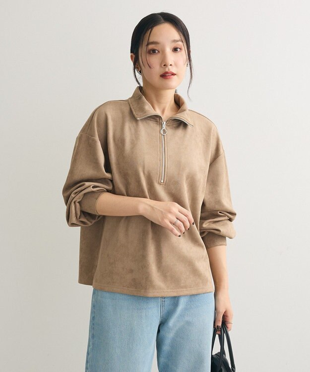 Green Parks ・ＳＵＧＡＲ　ＳＰＯＯＮ　スエードポンチハーフＺＩＰ Beige