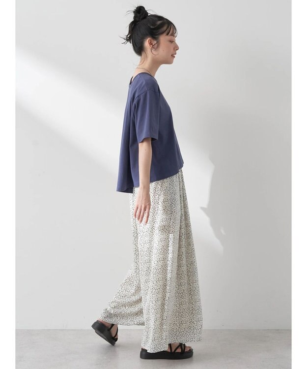 earth music&ecology バックタッククロップドＴ Dark Blue