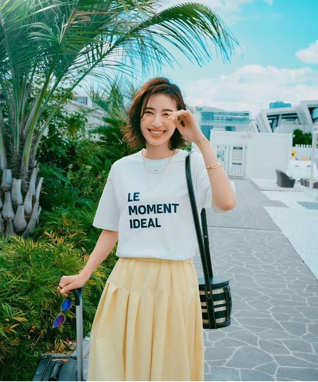 UNFILO FINE MOVE タックフレアスカート ライトイエロー