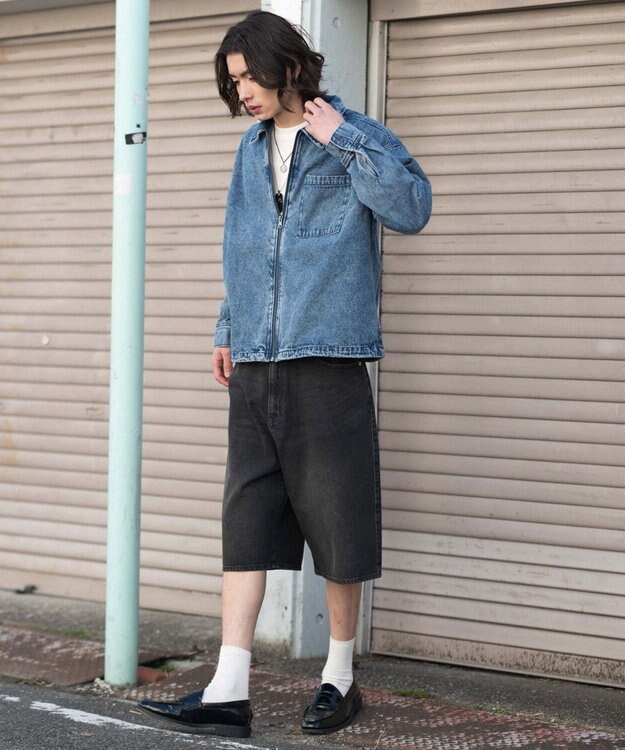 WEGO 【ユニセックス着用ITEM/SMLサイズ展開】スーパーバギーデニムショーツ デニムブラックソノタ