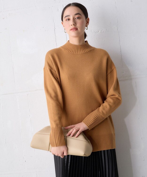 UNFILO ハイネックチュニック キャメル