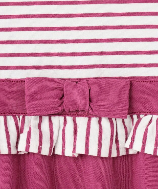 組曲 KIDS 【110-140㎝】マリンボーダー ワンピース ラズベリー