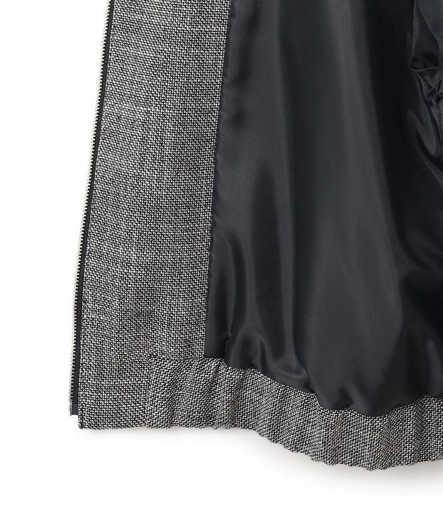 ICB 【洗える】 ライトスラブツイード ブルゾン ブラック×オフホワイト系