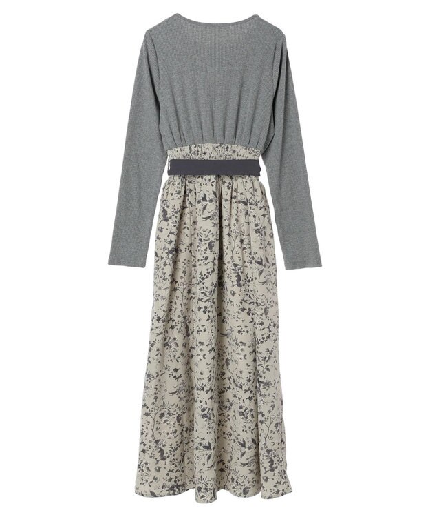 Green Parks ・ＥＬＥＮＣＡＲＥ　ＤＵＥ　リブ×フラワーキリカエワンピ Gray Mixture