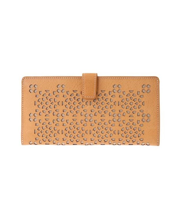 genten フラッターカットワーク マチなし長財布 ヌメベージュ