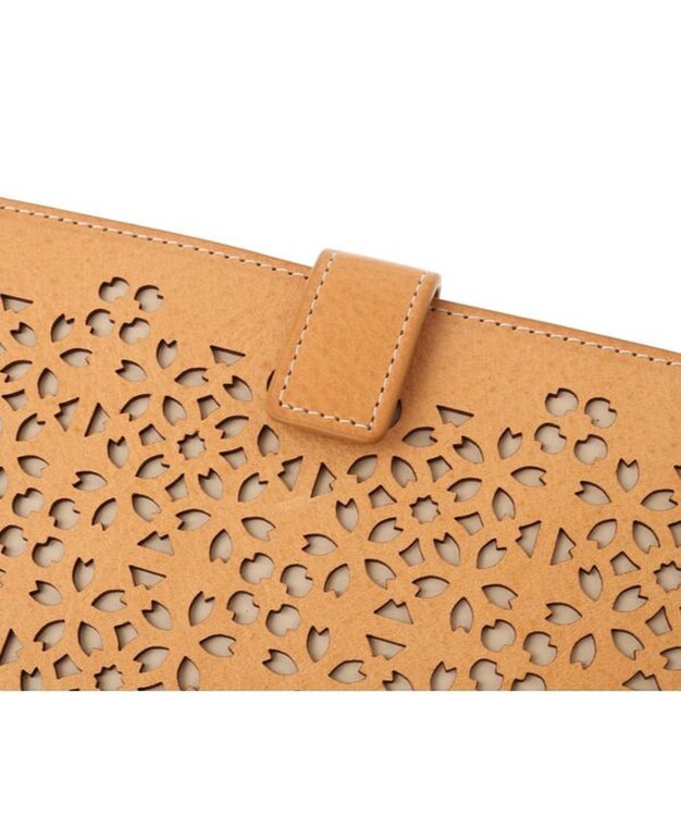 genten フラッターカットワーク マチなし長財布 ヌメベージュ