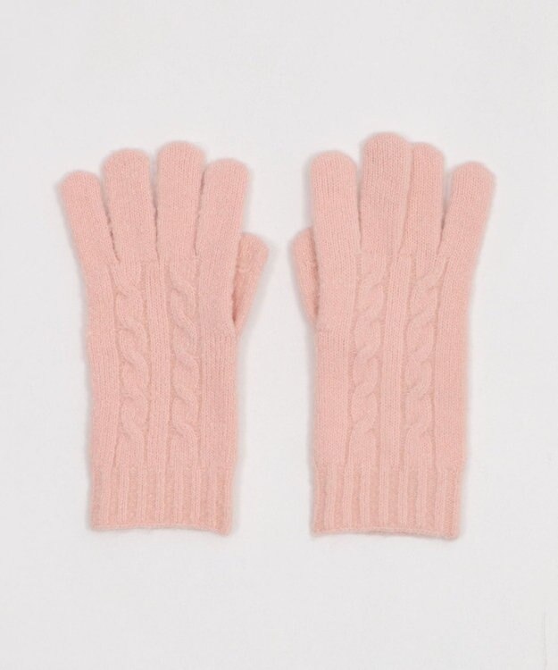WEGO 【スマホ対応】ケーブル編みニットグローブ ライトピンク
