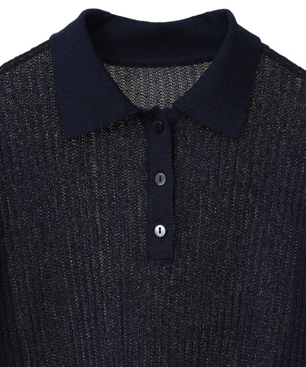 AMERICAN HOLIC メタルライクニットポロ Navy