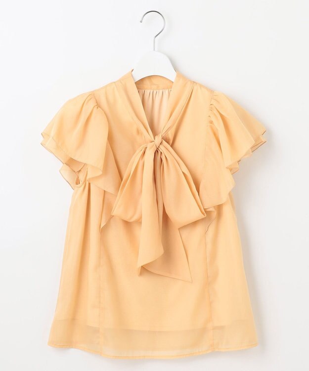 Feroux リボンタイフリルブラウス イエロー系