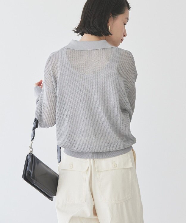 AMERICAN HOLIC メタルライクニットポロ Light Gray