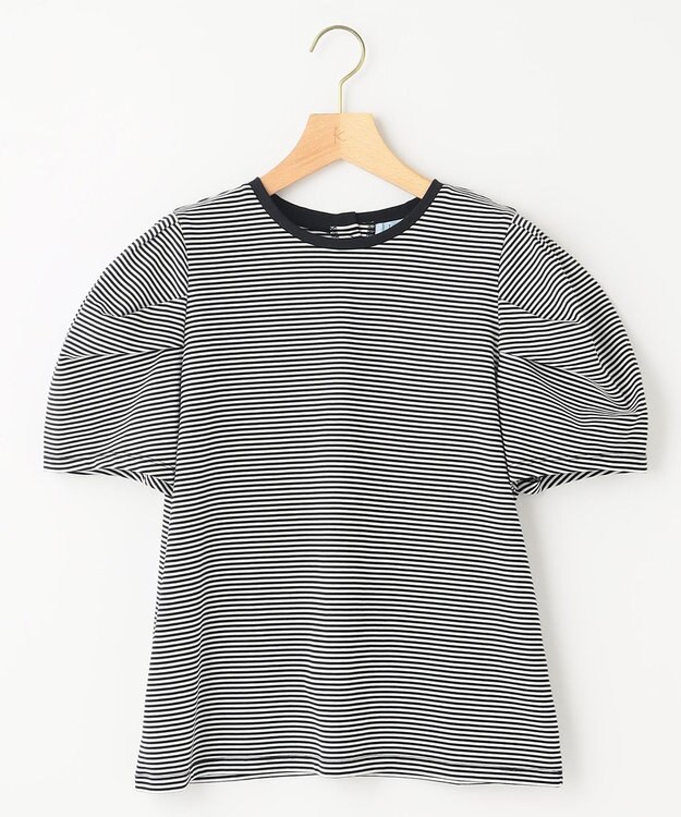 組曲 GIZAコットンタックスリーブ Tシャツ モノトーンストライプ系1