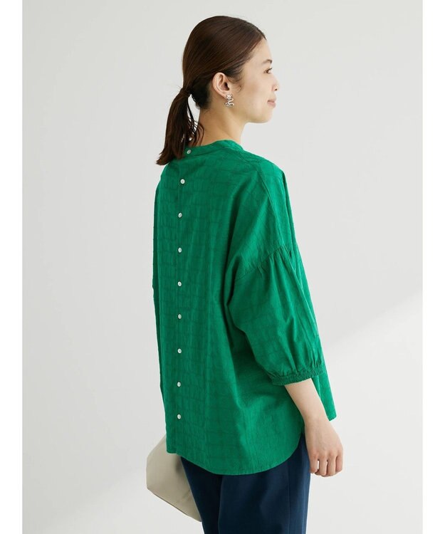 Green Parks Ｉ　ＳＥＴ２点　刺繍７分袖ブラウス＋タンクトップ Green