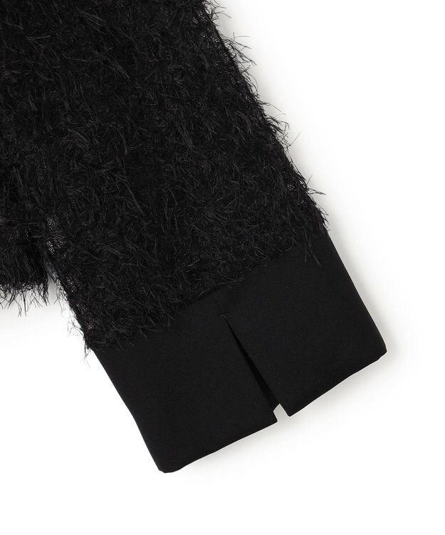 ICB L 【洗える】 フェザーチュール ブラウス ブラック系