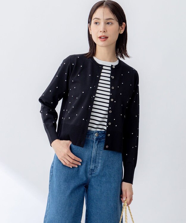 組曲 【WEB限定】ドットニット カーディガン ブラックドット系5