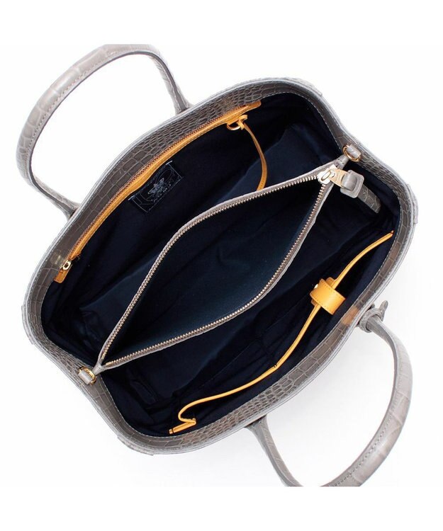 A.D.M.J. 【牛革】クロコダイル型押しトート32cm(Dカン付) スモーク