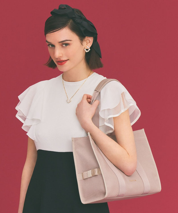 TOCCA TRIM RIBBON A4TOTE A4トートバッグ ベージュ系