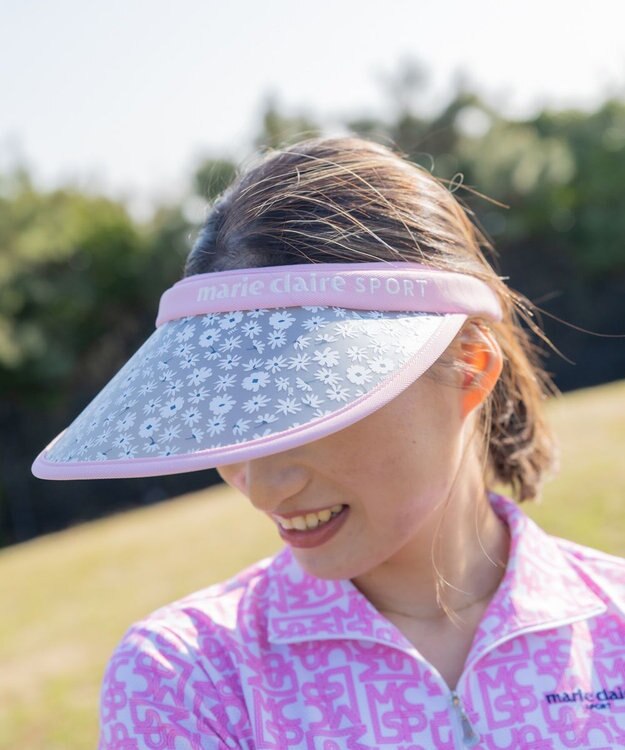 FILA GOLF／marie claire 【marie claire SPORT】花柄UVクリップサンバイザー ピンク