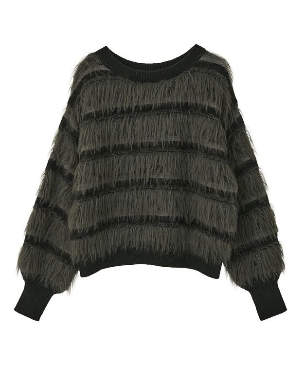 YECCA VECCA フェザーマルチボーダーニット Black