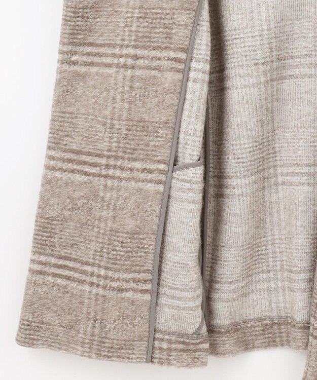 J.PRESS LADIES 【キルトピン付き】ECOLANAスライバーチェック フーデットアウター ブラウン系3