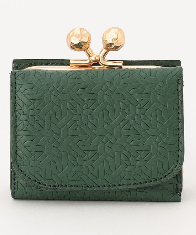 UNBILLION perche 抗菌レザー型押し外がまミニウォレット グリーン