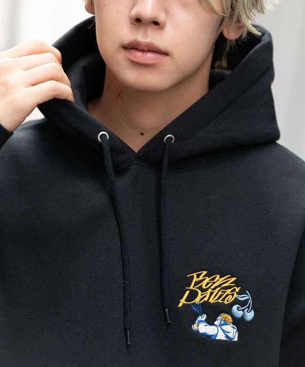 WEGO 【ユニセックス着用ITEM】別注BENDAVISグラフィックプルパーカー ブラック