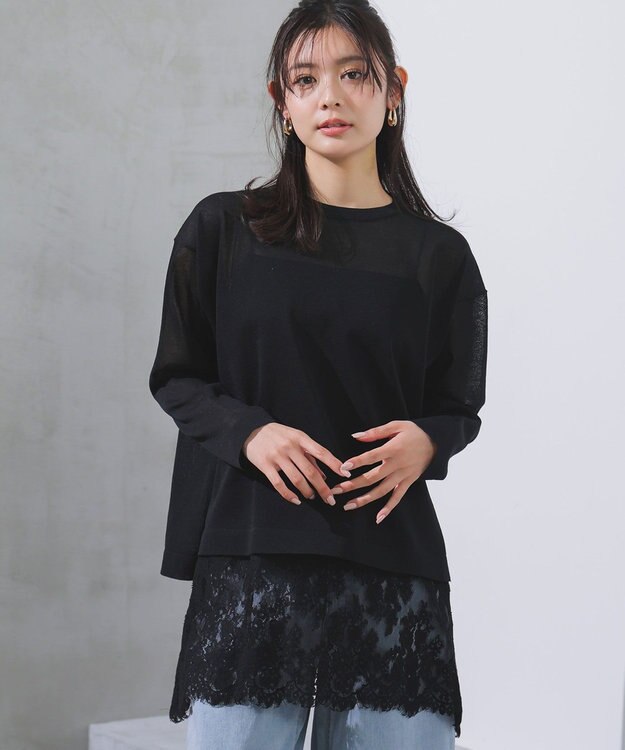 UNFILO シアーフォルムニット クルーネック ブラック