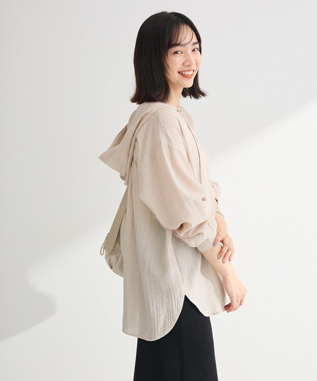 Green Parks シアーフードシャツ Beige