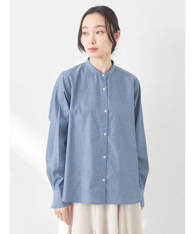 earth music&ecology ２ｗａｙ刺繍衿ブラウス Blue