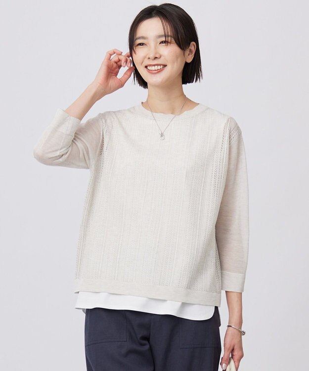 J.PRESS LADIES L 【WEB限定カラーあり・洗える】Vis/Peスパーク シアー ニット ナチュラル系