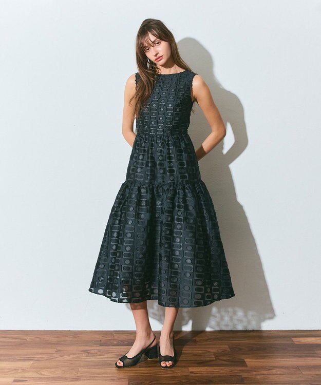 GRACE CONTINENTAL キカドットジャガードドレス ブラック