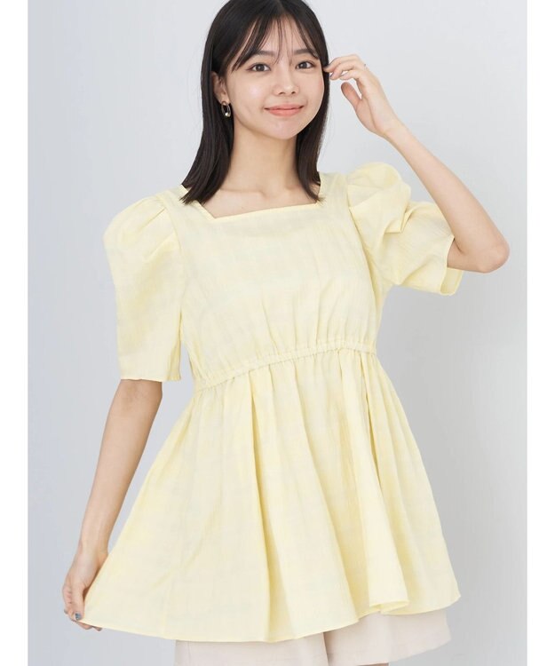 earth music&ecology スクエアネックチュニック Yellow