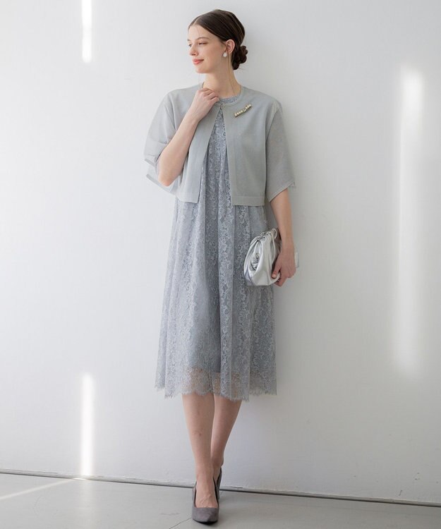 23区 S 【APPLAUDIR】グロッシーニット ボレロカーディガン シルバー系