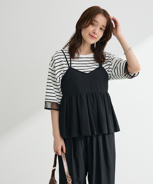 Green Parks ＳＥＴ２点キャミビスチェ＋ワイドパンツ Black