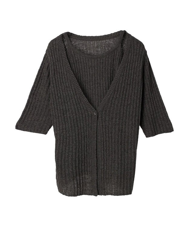 Green Parks テープヤーンドッキングニットプルオーバー Charcoal Gray