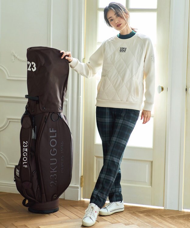 23区GOLF 【WOMEN】中綿キルトプルオーバー 着脱楽ちん 便利なポケット付 1枚で決まる アイボリー系