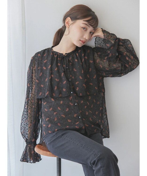 AMERICAN HOLIC ドビーシフォンフリルブラウス Paisley