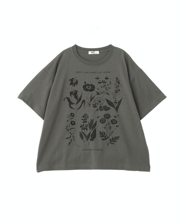 Green Parks ■ＷＩＴＨ　ＫＵＲＵＭＩ．Ｎ　フラワーｐｔＴシャツ Charcoal Gray