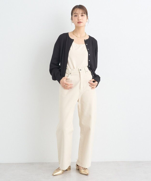 earth music&ecology ＵＶカット加工クルーネックニットカーディガン Black