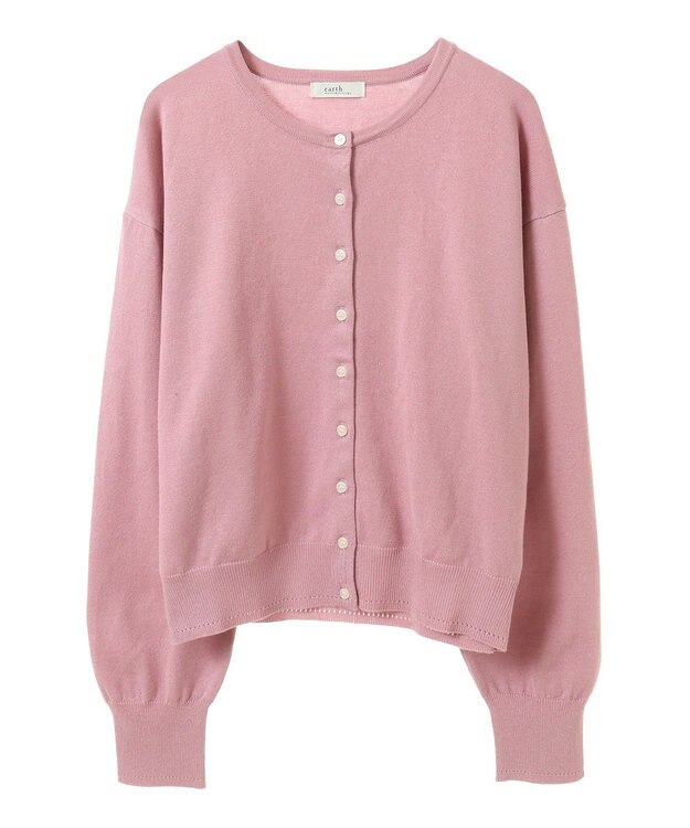 earth music&ecology ＵＶカット加工クルーネックニットカーディガン Pink