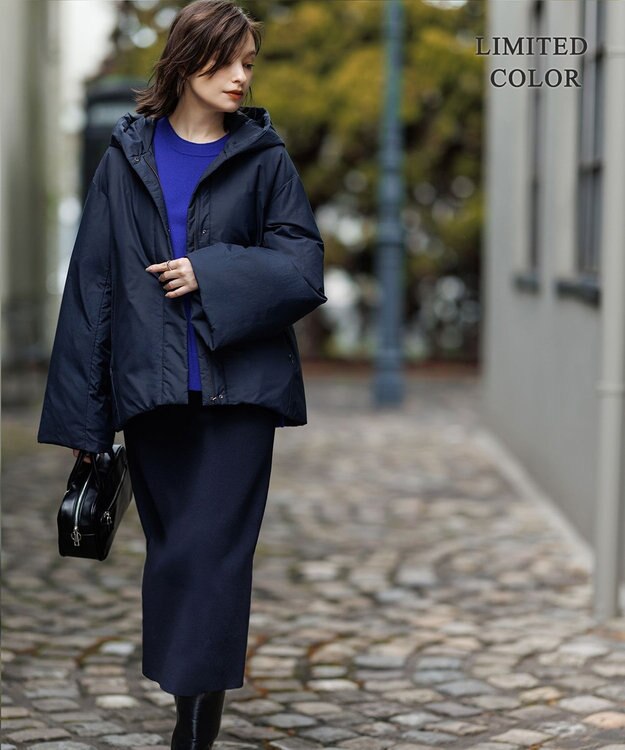 ICB 【WEB限定カラーあり・撥水加工】ADSダウン フーデットミドル丈コート ネイビー系［WEB限定］