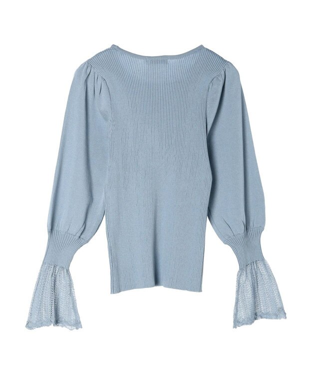 earth music&ecology 袖ポイントニットプルオーバー Blue