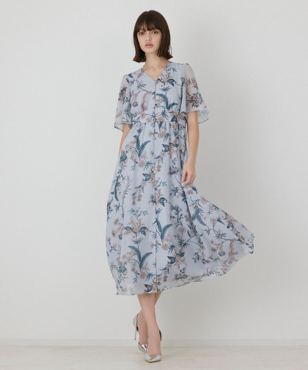 GRACE CONTINENTAL シノワズリプリントワンピース ブルー