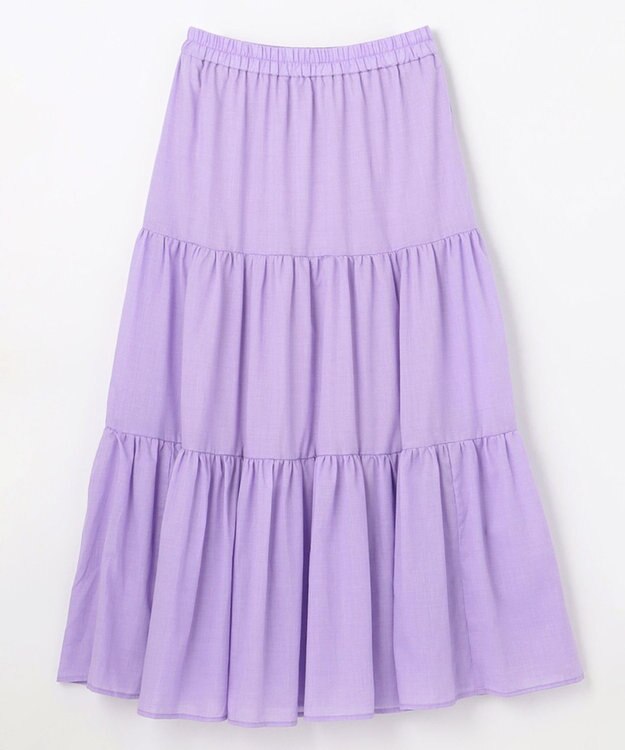 ANY 【ウエストゴム】シャンブレーライクティアード スカート ライラック系