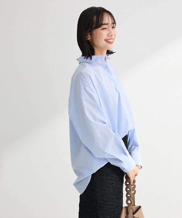 Green Parks イージーケア抜け衿シャツ Sax