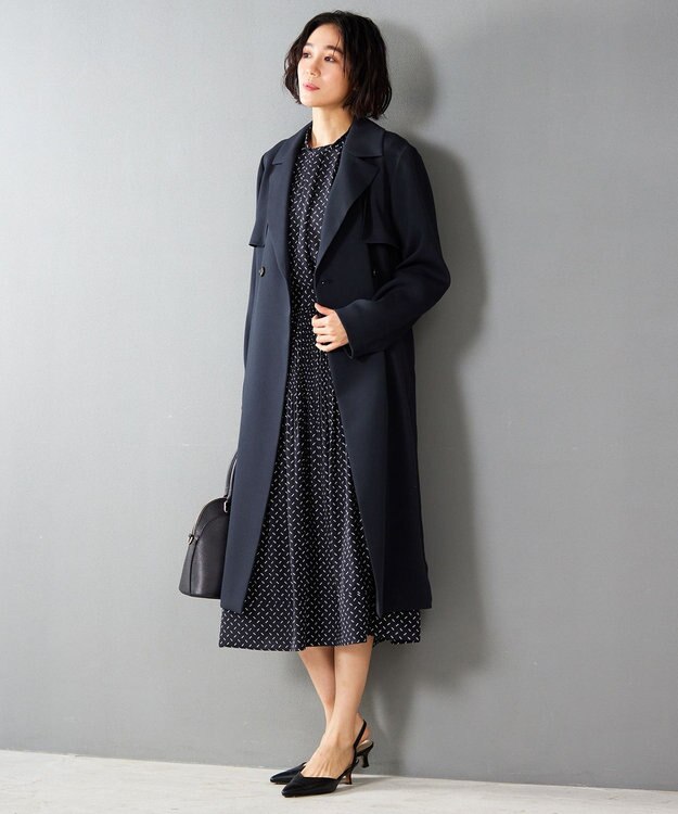 自由区 S 【セットアップ対応・洗える】ライトサテン8分袖 ブラウス ブラック系1